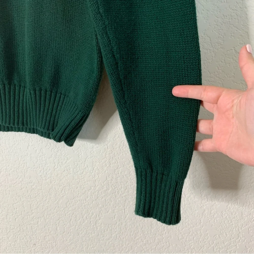 Polo Ralph Lauren Mens green 100% cotton 1/4 pull over sweater L